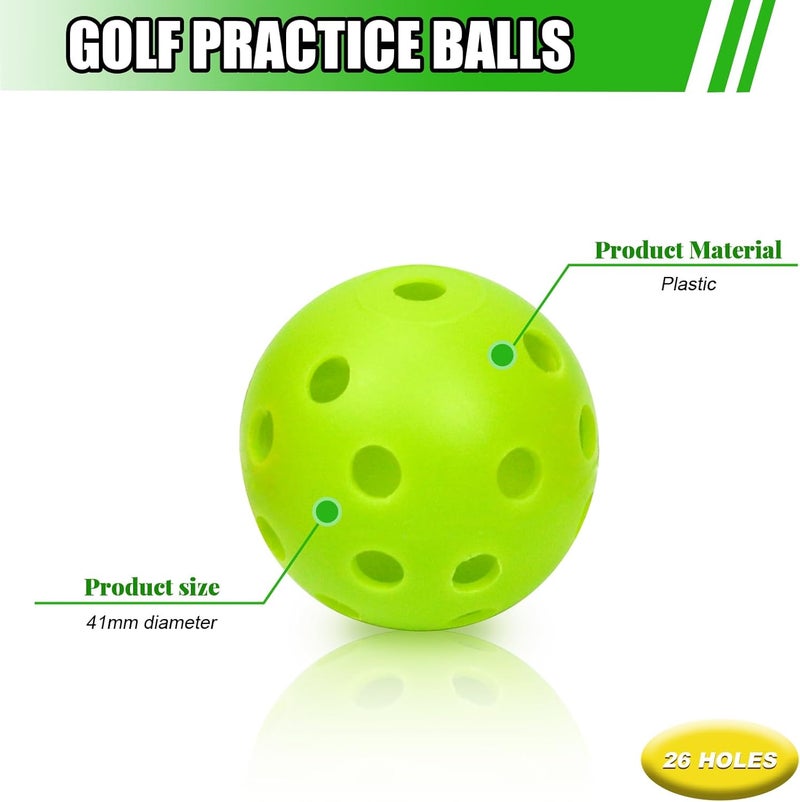 Bac-kitchen Plastic Golf Balls Practice Limited Flight Golf Training Ball Hollow Swing Practice Indoor Golf Balls with Mesh Drawstring Bag for Backyard Driving Range or Outdoor - Image 3